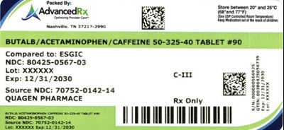 Butal/acetamino/caffine #90 (Butalbital Acetaminophen Caffeine 80425 0567 03)